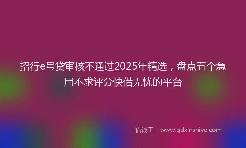 招行e号贷审核不通过2025年精选，盘点五个急用不求评分快借无忧的平台