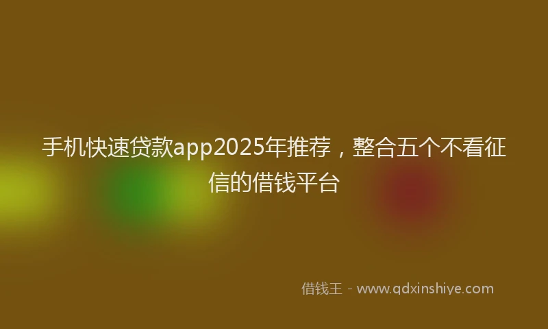 手机快速贷款app2025年推荐，整合五个不看征信的借钱平台