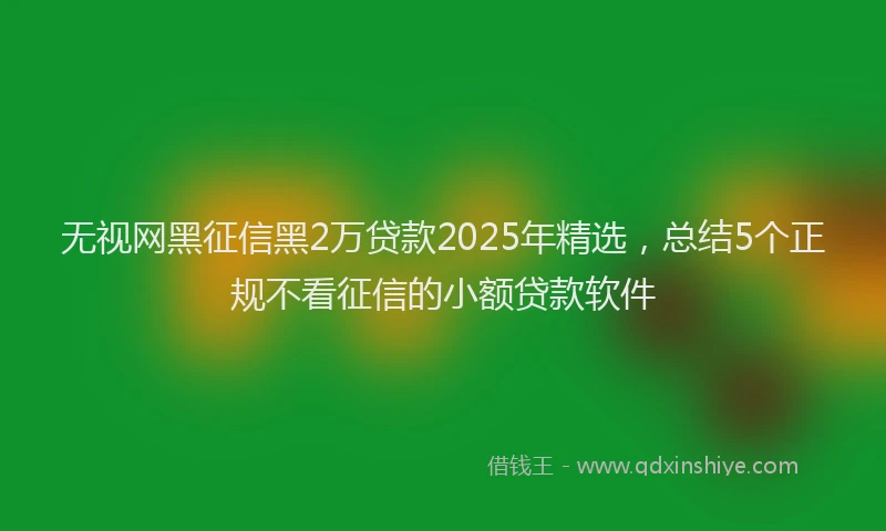 无视网黑征信黑2万贷款2025年精选，总结5个正规不看征信的小额贷款软件