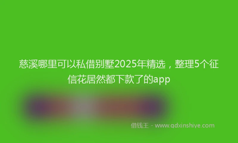 慈溪哪里可以私借别墅2025年精选，整理5个征信花居然都下款了的app