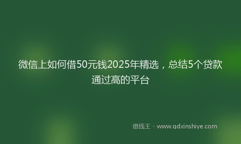 微信上如何借50元钱2025年精选，总结5个贷款通过高的平台