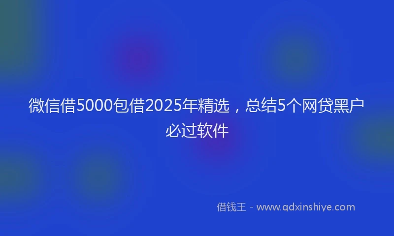 微信借5000包借2025年精选，总结5个网贷黑户必过软件