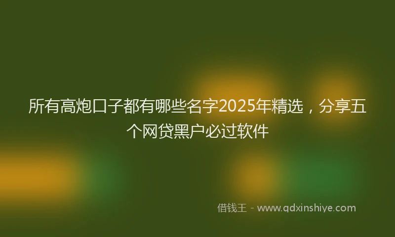 所有高炮口子都有哪些名字2025年精选，分享五个网贷黑户必过软件