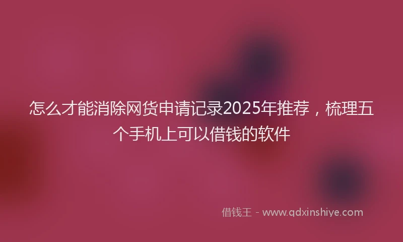 怎么才能消除网货申请记录2025年推荐，梳理五个手机上可以借钱的软件