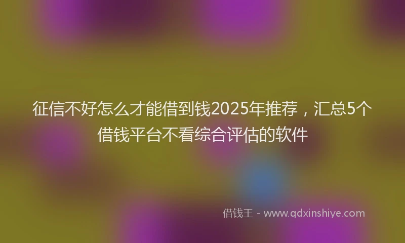 征信不好怎么才能借到钱2025年推荐，汇总5个借钱平台不看综合评估的软件