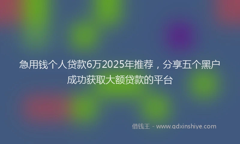 急用钱个人贷款6万2025年推荐，分享五个黑户成功获取大额贷款的平台