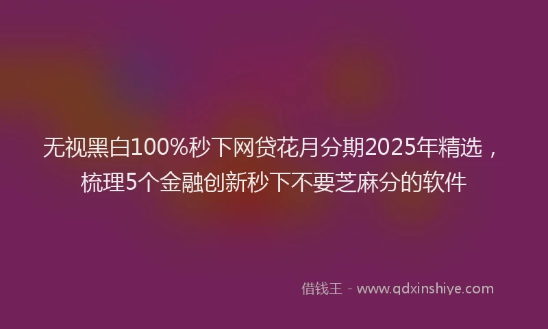 无视黑白100%秒下网贷花月分期2025年精选，梳理5个金融创新秒下不要芝麻分的软件
