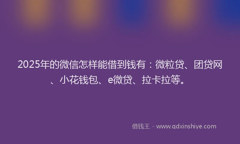 2025年的微信怎样能借到钱有：微粒贷、团贷网、小花钱包、e微贷、拉卡拉等。
