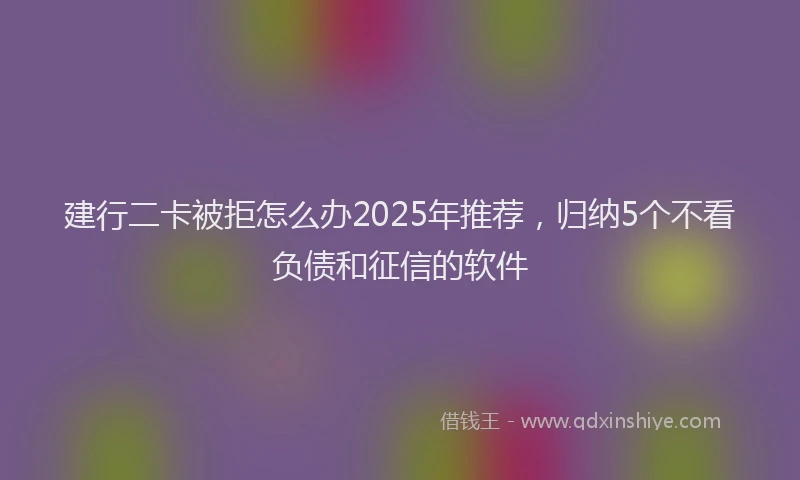 建行二卡被拒怎么办2025年推荐，归纳5个不看负债和征信的软件