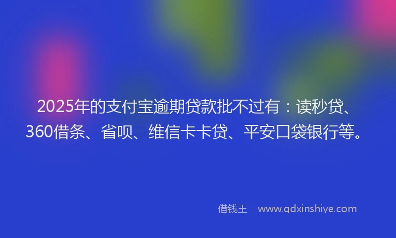 2025年的支付宝逾期贷款批不过有：读秒贷、360借条、省呗、维信卡卡贷、平安口袋银行等。