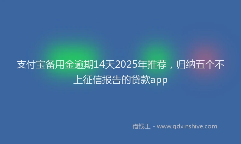 支付宝备用金逾期14天2025年推荐，归纳五个不上征信报告的贷款app