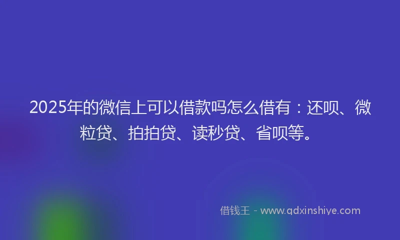 2025年的微信上可以借款吗怎么借有：还呗、微粒贷、拍拍贷、读秒贷、省呗等。