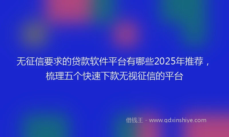 无征信要求的贷款软件平台有哪些2025年推荐，梳理五个快速下款无视征信的平台