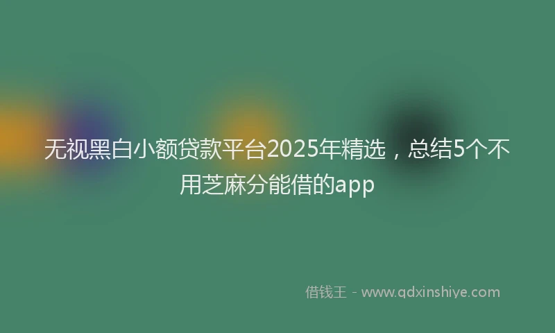 无视黑白小额贷款平台2025年精选，总结5个不用芝麻分能借的app