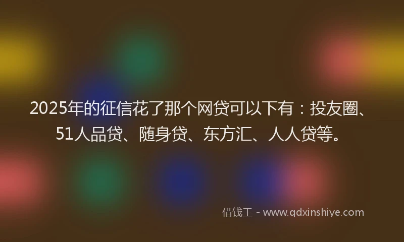 2025年的征信花了那个网贷可以下有：投友圈、51人品贷、随身贷、东方汇、人人贷等。