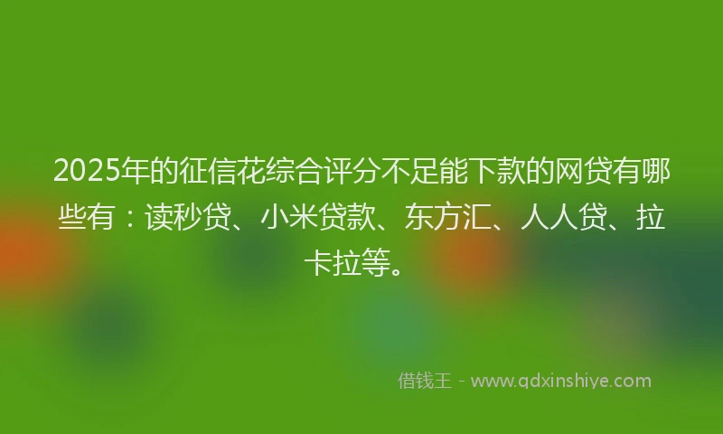 2025年的征信花综合评分不足能下款的网贷有哪些有：读秒贷、小米贷款、东方汇、人人贷、拉卡拉等。