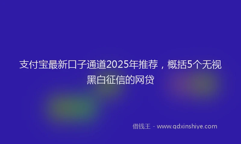 支付宝最新口子通道2025年推荐，概括5个无视黑白征信的网贷