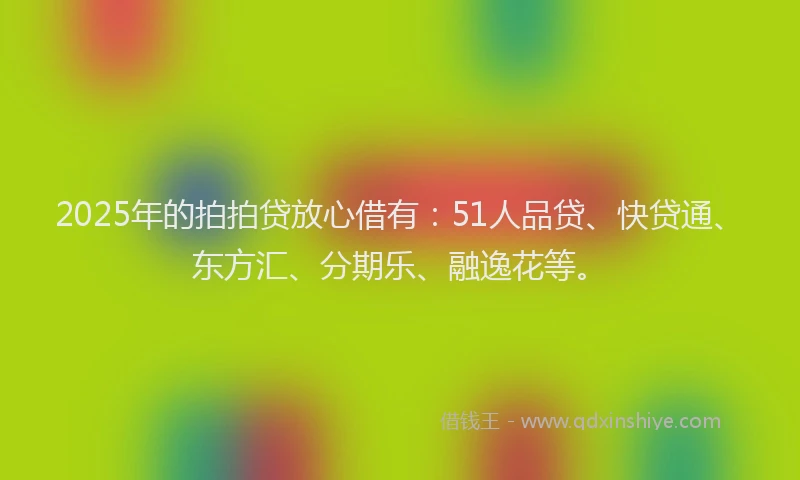 2025年的拍拍贷放心借有：51人品贷、快贷通、东方汇、分期乐、融逸花等。