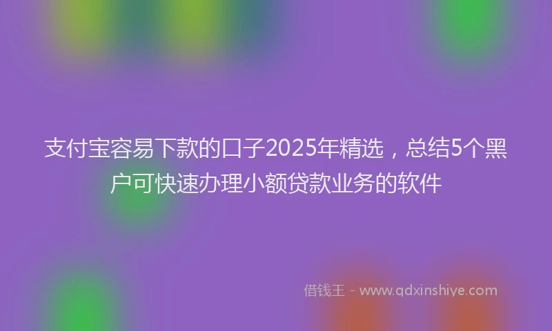 支付宝容易下款的口子2025年精选，总结5个黑户可快速办理小额贷款业务的软件