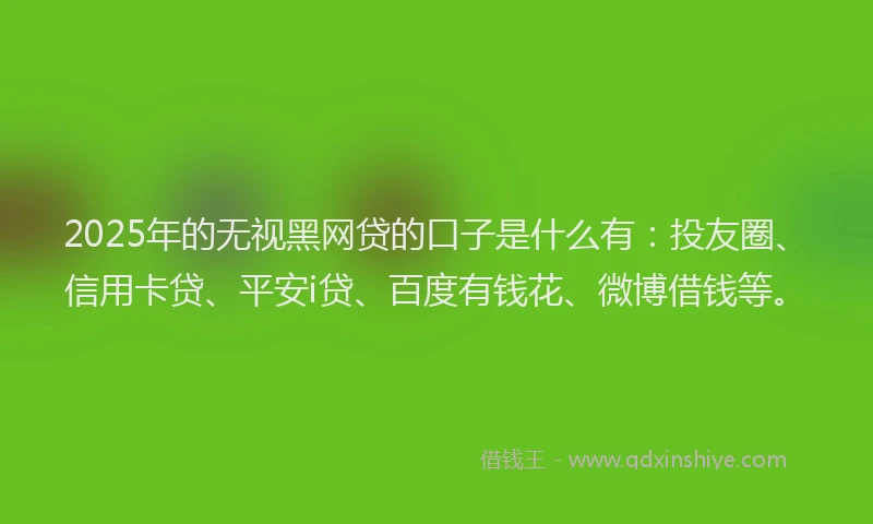 2025年的无视黑网贷的口子是什么有：投友圈、信用卡贷、平安i贷、百度有钱花、微博借钱等。