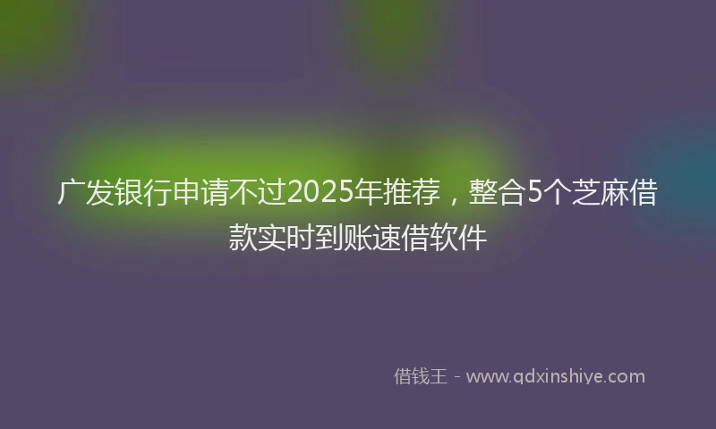 广发银行申请不过2025年推荐，整合5个芝麻借款实时到账速借软件