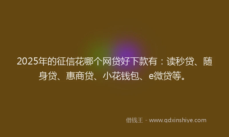2025年的征信花哪个网贷好下款有：读秒贷、随身贷、惠商贷、小花钱包、e微贷等。