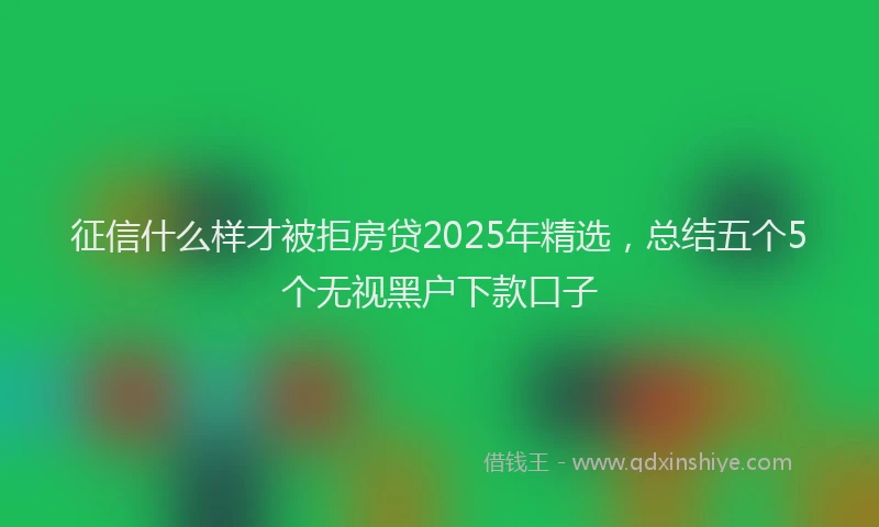 征信什么样才被拒房贷2025年精选，总结五个5个无视黑户下款口子
