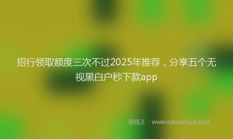 招行领取额度三次不过2025年推荐，分享五个无视黑白户秒下款app