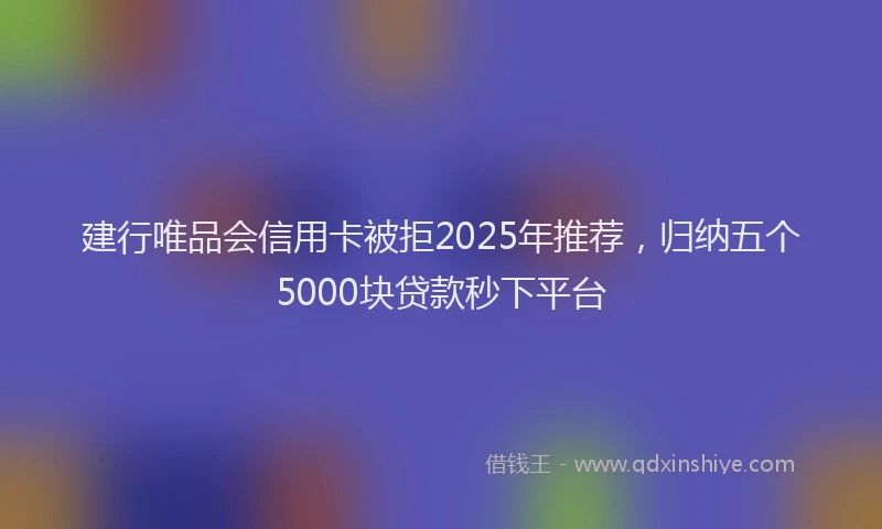 建行唯品会信用卡被拒2025年推荐，归纳五个5000块贷款秒下平台