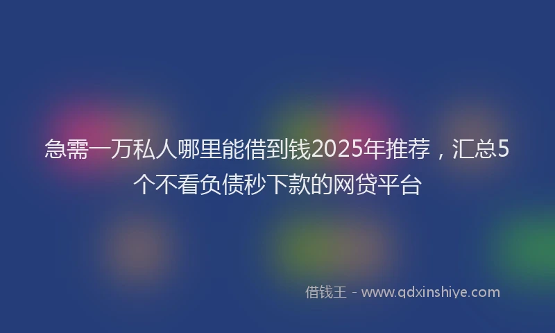 急需一万私人哪里能借到钱2025年推荐，汇总5个不看负债秒下款的网贷平台