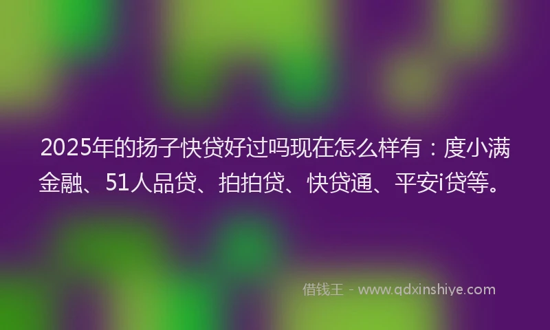 2025年的扬子快贷好过吗现在怎么样有：度小满金融、51人品贷、拍拍贷、快贷通、平安i贷等。