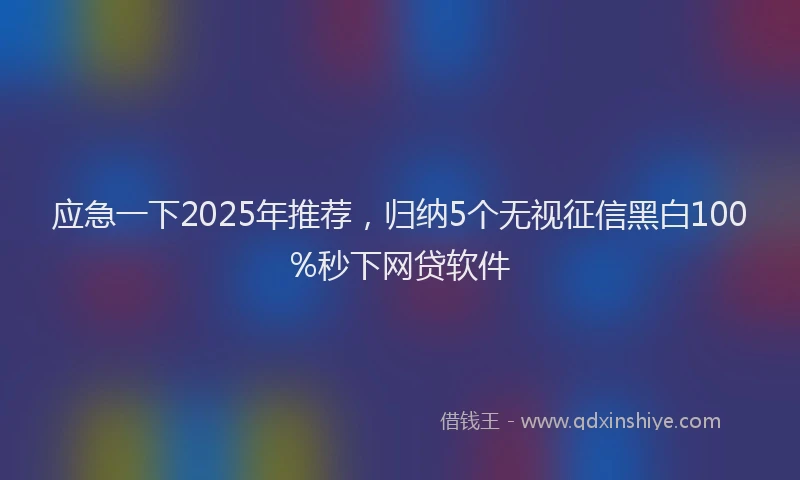 应急一下2025年推荐，归纳5个无视征信黑白100%秒下网贷软件