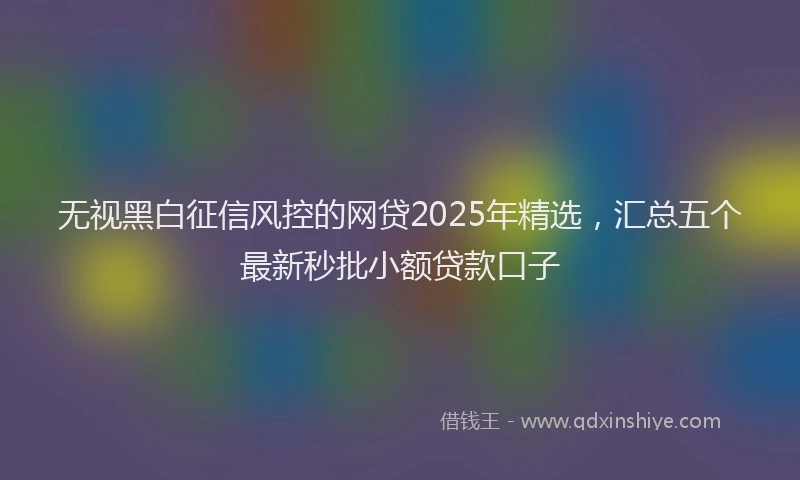无视黑白征信风控的网贷2025年精选，汇总五个最新秒批小额贷款口子