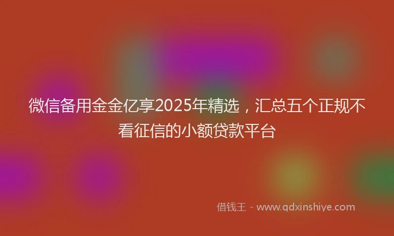 微信备用金金亿享2025年精选，汇总五个正规不看征信的小额贷款平台