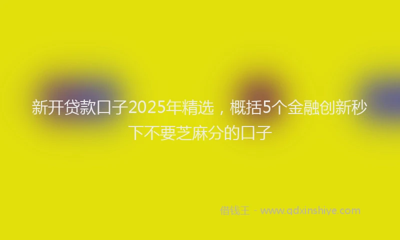 新开贷款口子2025年精选，概括5个金融创新秒下不要芝麻分的口子