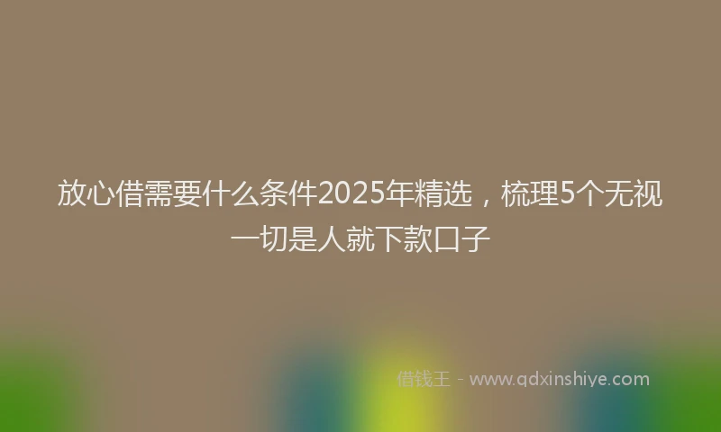 放心借需要什么条件2025年精选，梳理5个无视一切是人就下款口子