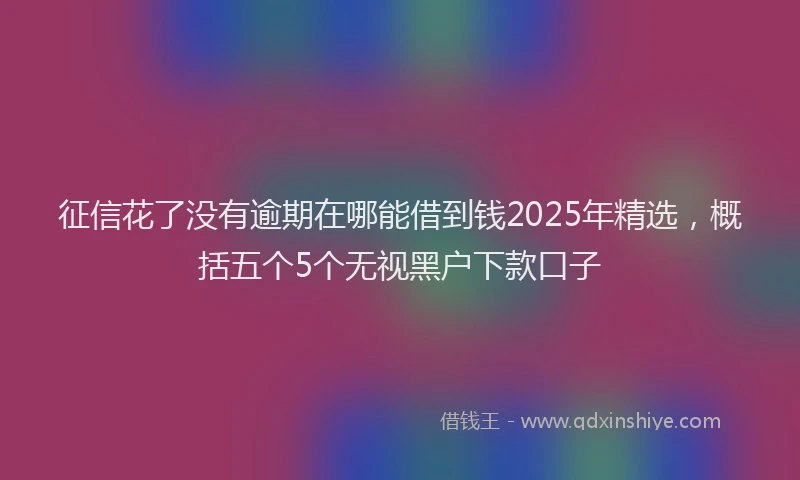 征信花了没有逾期在哪能借到钱2025年精选，概括五个5个无视黑户下款口子