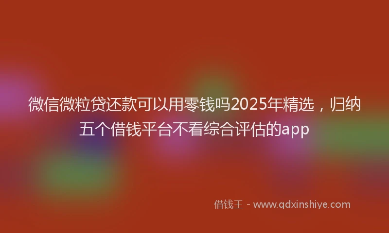 微信微粒贷还款可以用零钱吗2025年精选，归纳五个借钱平台不看综合评估的app