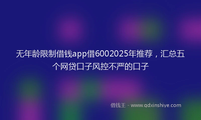 无年龄限制借钱app借6002025年推荐，汇总五个网贷口子风控不严的口子