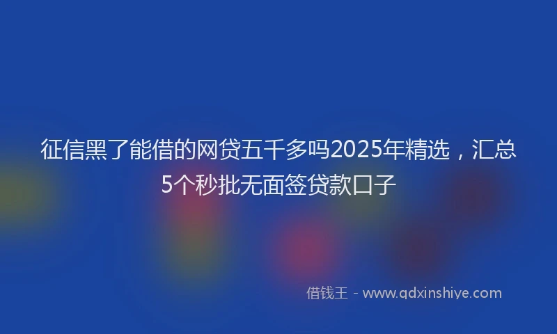 征信黑了能借的网贷五千多吗2025年精选，汇总5个秒批无面签贷款口子