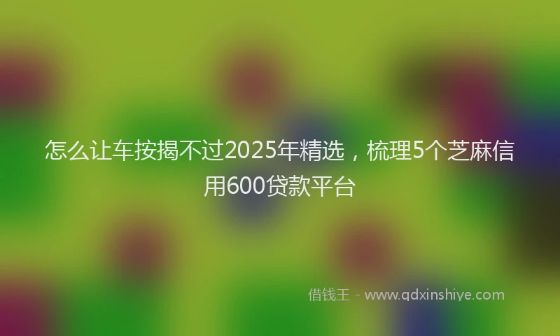 怎么让车按揭不过2025年精选，梳理5个芝麻信用600贷款平台