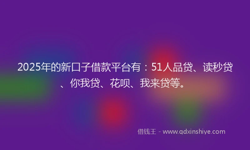 2025年的新口子借款平台有：51人品贷、读秒贷、你我贷、花呗、我来贷等。