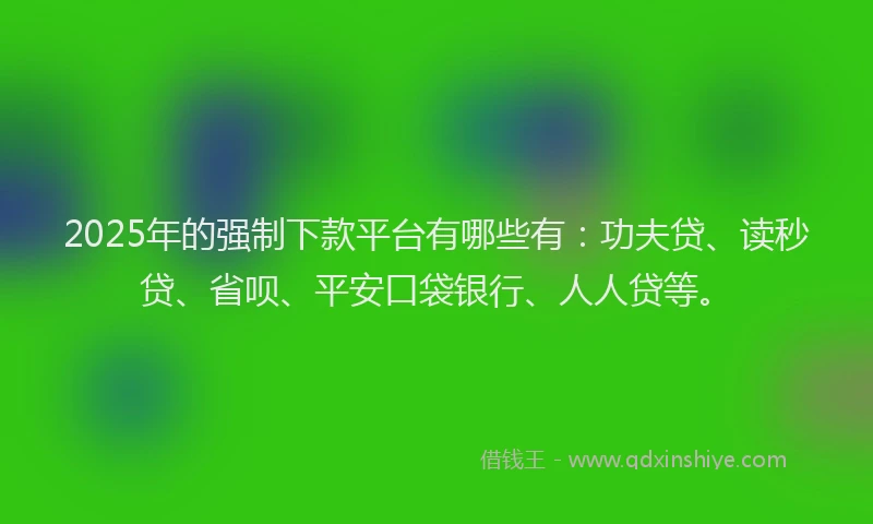 2025年的强制下款平台有哪些有：功夫贷、读秒贷、省呗、平安口袋银行、人人贷等。