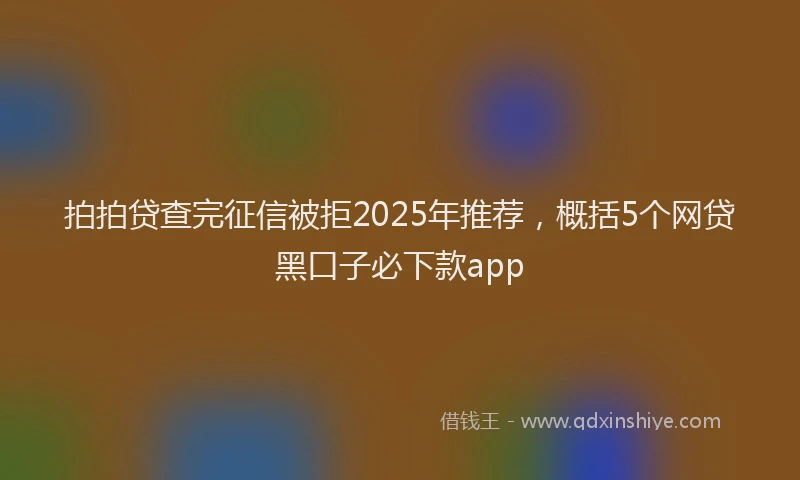 拍拍贷查完征信被拒2025年推荐，概括5个网贷黑口子必下款app