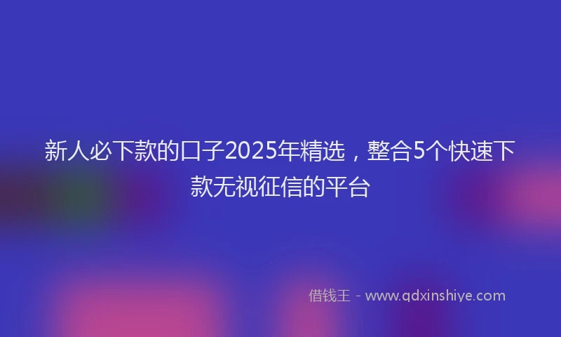 新人必下款的口子2025年精选，整合5个快速下款无视征信的平台