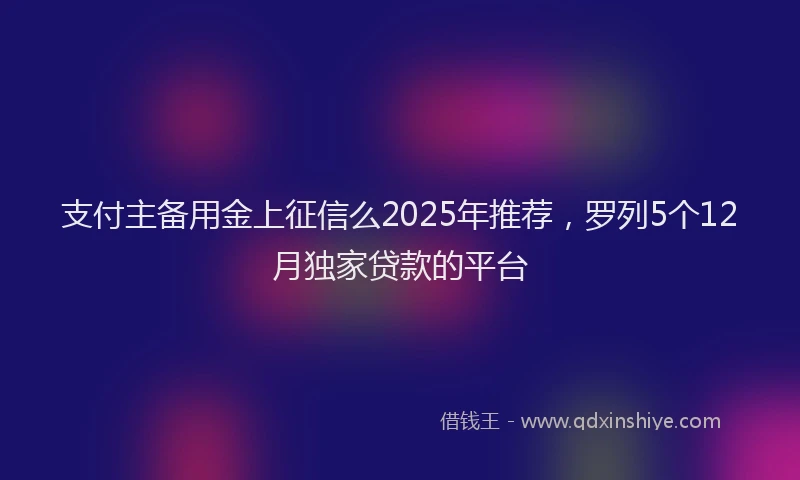 支付主备用金上征信么2025年推荐，罗列5个12月独家贷款的平台