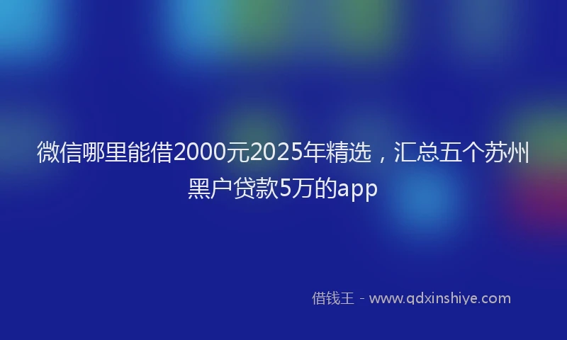 微信哪里能借2000元2025年精选，汇总五个苏州黑户贷款5万的app