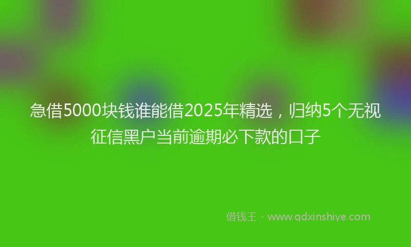 急借5000块钱谁能借2025年精选，归纳5个无视征信黑户当前逾期必下款的口子