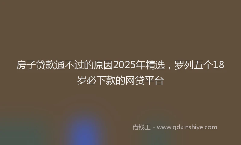 房子贷款通不过的原因2025年精选，罗列五个18岁必下款的网贷平台
