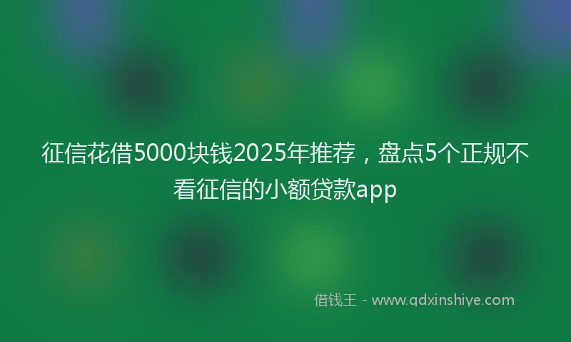 征信花借5000块钱2025年推荐，盘点5个正规不看征信的小额贷款app